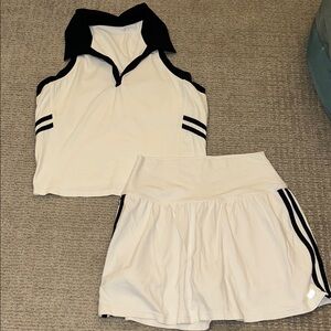 Splits59 White and Navy Sleeveless Polo Top and Skort Set